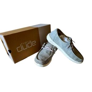 Hey Dude Gray Casual Shoes Wendy Linen Iron Comfort Shoes Size 7 Womens